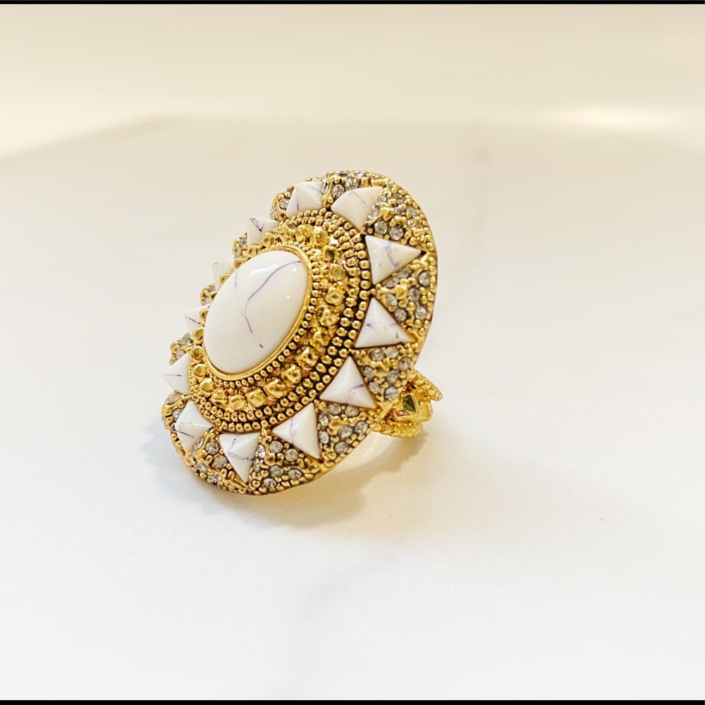 House of Harlow Marble Stone Gold Ring